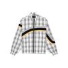 Клетчатая куртка с застежкой-молнией и воротником-стойкой, длинный рукав, мужская куртка, белая AJDS289-1