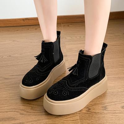 Мода 2024 Осень Новые Женские Лоферы на Толстой Подошве Модные Повседневные Спортивные Модные Ботинки Дизайнерский Бренд Трендовые Короткие Ботильоны