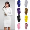 Dream Planet Trendy Warm Sexy Autumn Solid Winter Women Color Sweatshirt Pocket Long Pullover Hoodie Dress