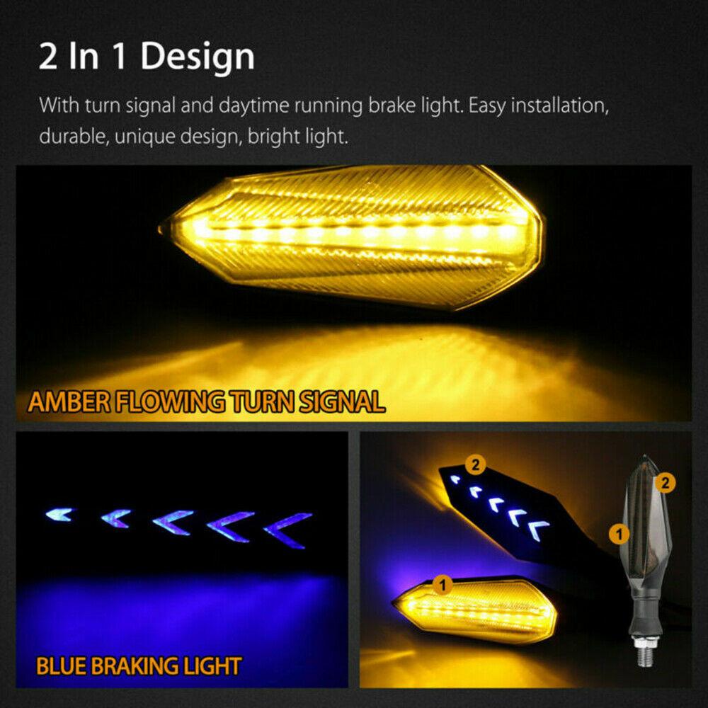 Универсальный мотоциклетный светодиодный указатель поворота, двухсторонний, с последовательной динамической индикацией, янтарный, ходовой