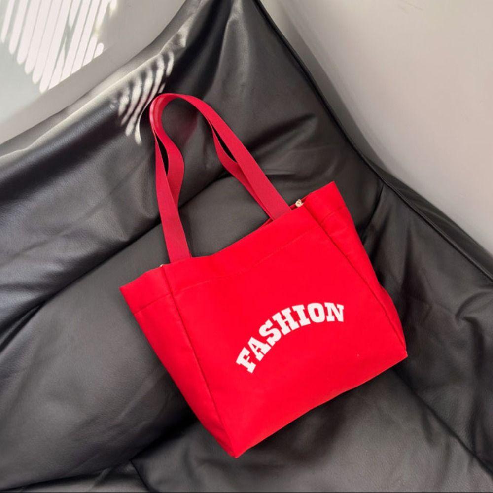 Холщовая сумка-тоут с принтом, однотонная, с буквенным принтом, на плечо, портативная, простая, ручная сумка, для девушки