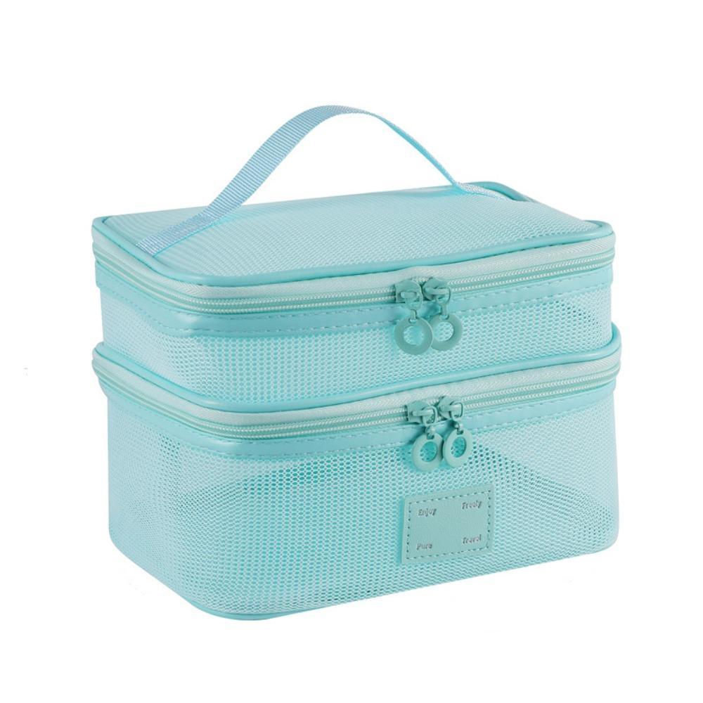 Square Transparent Mesh Cosmetic Bag Lightweight Storage Toiletry Bag  Camping