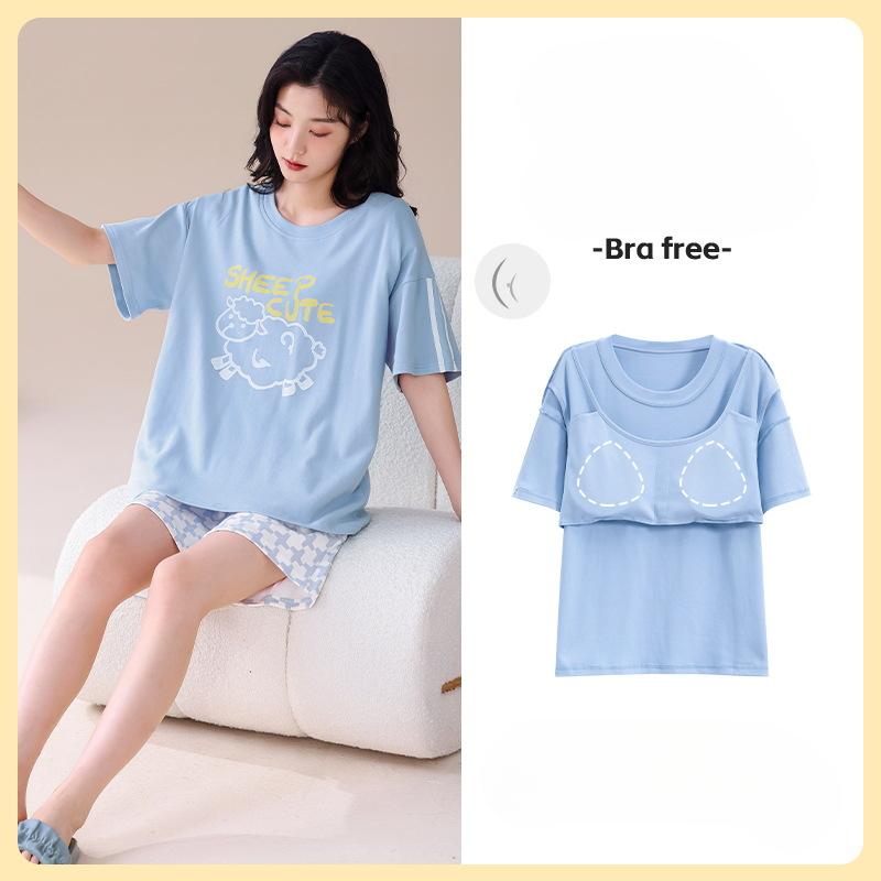 Пижама женская летняя с подушками, милые и симпатичные шорты, можно носить поверх хлопкового костюма с короткими рукавами, домашняя одежда