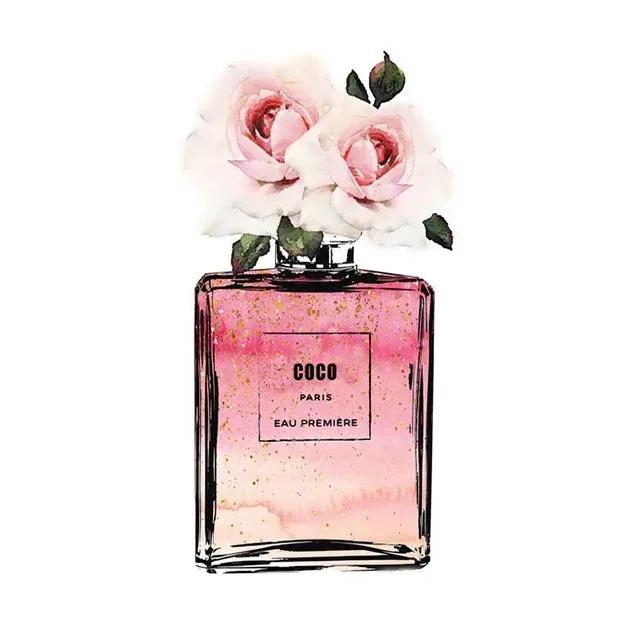 Современная модная эстетика Настенное искусство Париж Роскошный флакон духов HD Масло на холсте Постер Принт Украшение для дома Спальни Подарок