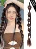 Synthetic Long Straight Hair Natural Bubble Braid Plait Ponytail Wig With Rubber Band Natural Fashion