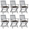 Day and Night - Day and Night Folding Garden Chairs 6 Units Cushions Solid Acacia Wood