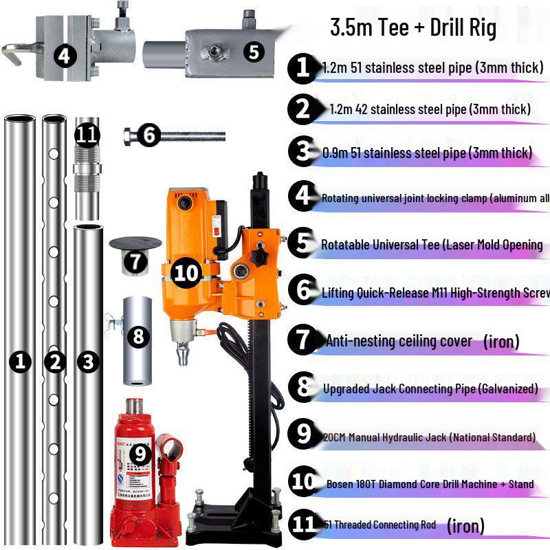 Industrial Diamond Core Drill Machine with Hydraulic Lifting Frame and Universal Stand