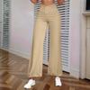 Women's Hollow Belt Trousers Temperament  Flared Trousers High Waist Casual Wide Leg Pants