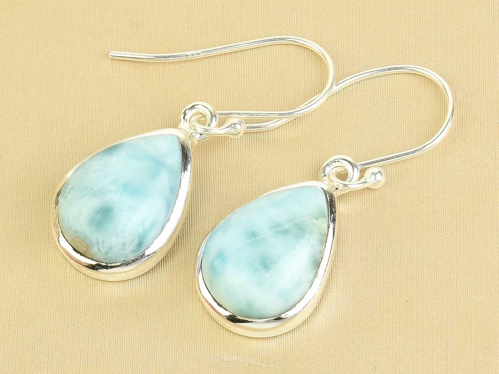 Подлинный чешский ларимар, необработанный драгоценный камень, стерлинговое серебро 925 пробы, серьги ручной работы, эффектные женские серьги, подарок для нее.