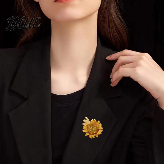 Suits Lapel Pin Rhinestone Bee Sunflower Brooch Zinc Alloy Flower