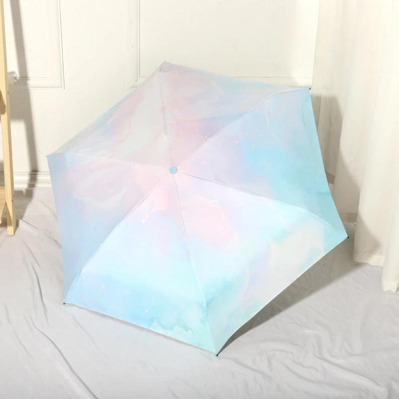 Portable Sun Umbrella Sunny and Rainy Umbrella Mini Pocket Cute Color Folding Umbrella Black Rubber UV Protection Sunshade