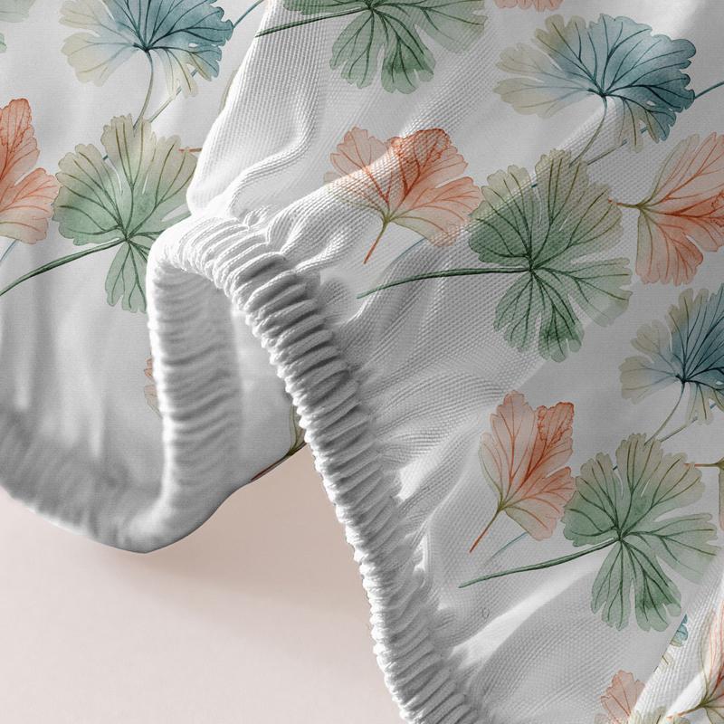 1 Simple Modern Plant Leaves Printed Matte Fitted Sheet, Bedroom Printed Bed Cover, Bedding (Excluding Pillowcases)