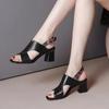 Женские сандалии из натуральной кожи на платформе, сандалии 2024 года, летние туфли на толстой подошве и высоком каблуке, женские сандалии, летняя обувь для женщин