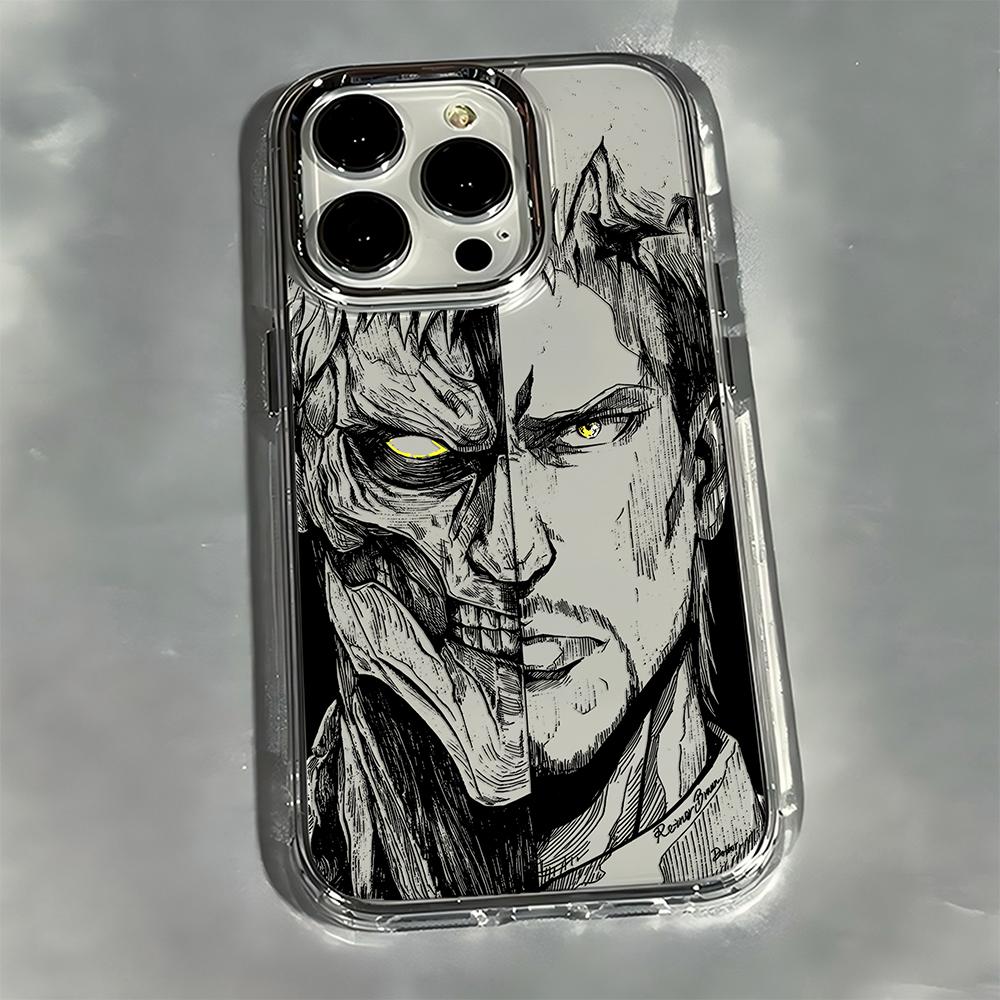 Горячий аниме-чехол Черный Атака Титанов для iPhone 17 16e 16 15 14 13 12 11mini Pro Max X XR XSMAX 8 7 Air Plus Мягкий чехол