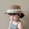 Summer Baby Straw Caps French Children Sun Hat Trendy Flower Lace Straw Hat  for Kids