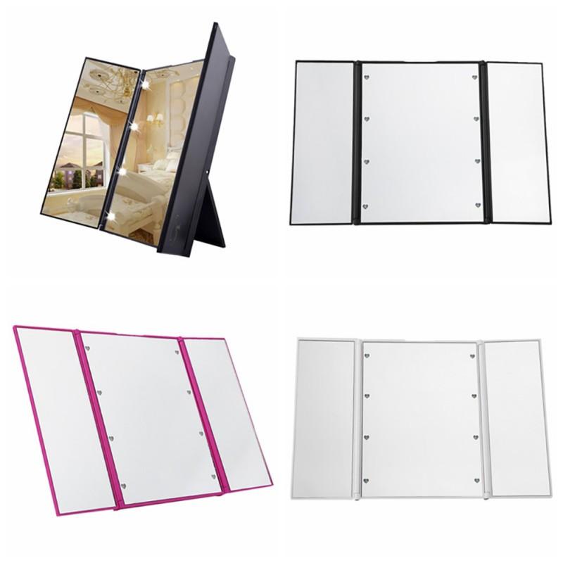 Складное зеркало для макияжа с подсветкой Складное компактное зеркало для женщин и мужчин 8 светодиодных зеркал для путешествий и дома