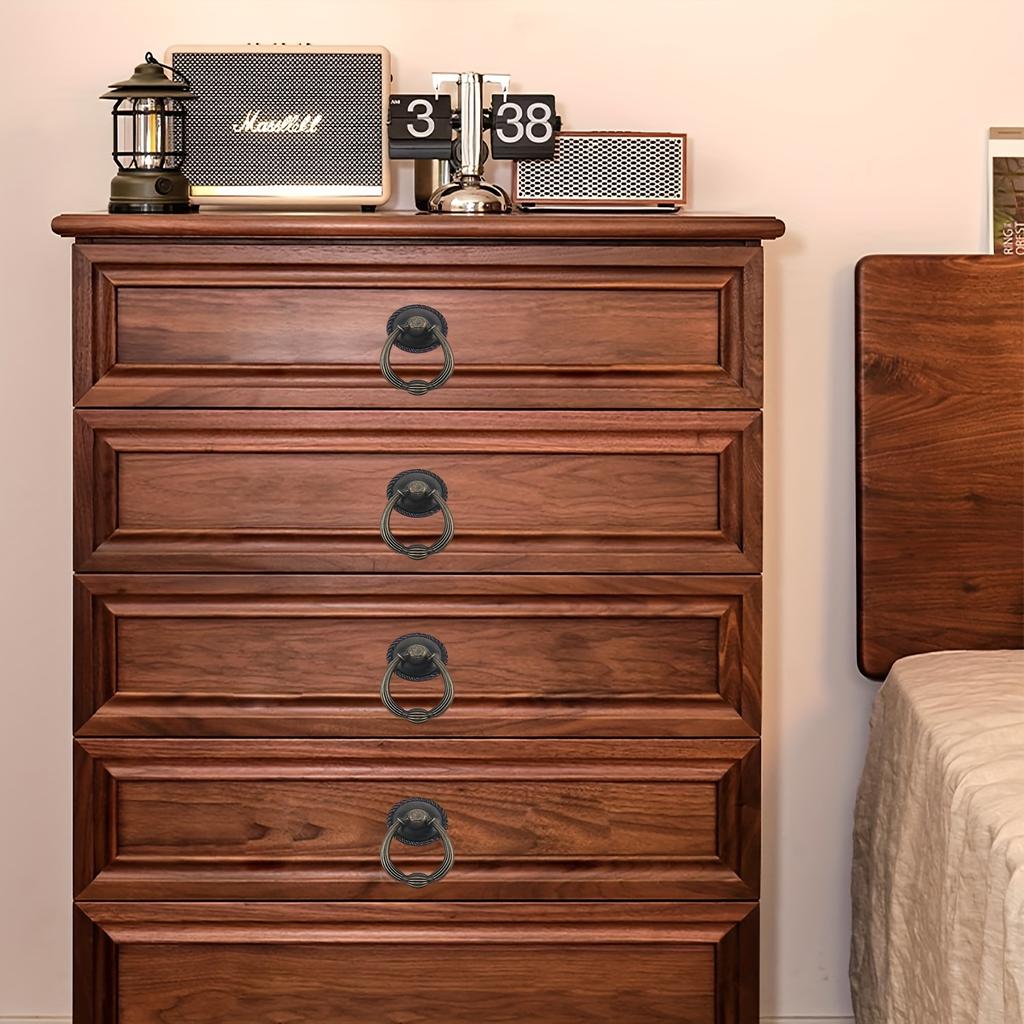 12 шт. винтажных латунных колец для подвешивания, ручки для ящиков гардероба, мебельная фурнитура, круглые ручки для ящиков шкафа с одним отверстием