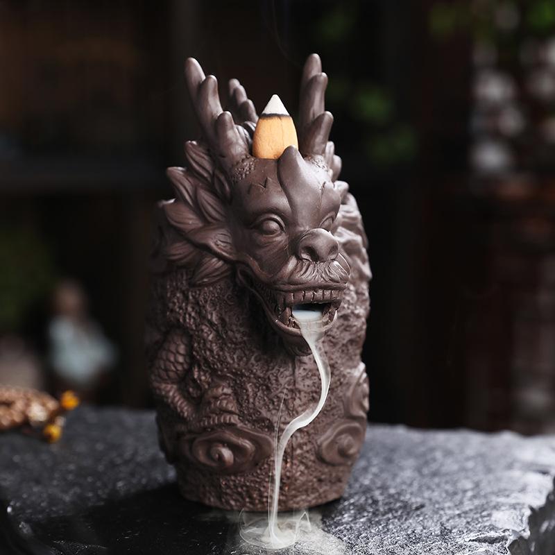 sand backflow incense burner sandalwood burner creative purple sand Xianglong household tea room handicraft ornament