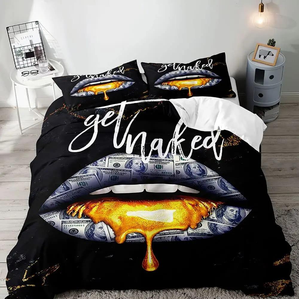 Роскошный пододеяльник с изображением денег, черный комплект постельного белья, пододеяльник с изображением долларовых купюр, декор для спальни для мужчин, 2 наволочки, 3 предмета