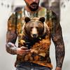 Jungle Animals T-Shirt For Men 3D Wolf Print Short Sleeve Tee Summer Outdoor Hunter T Shirt Oversized Top Tee Shirt Men Clothing