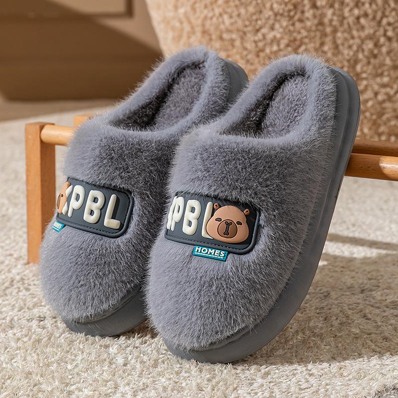 Хлопковые тапочки домашние осенне-зимние мультяшные хлопковые туфли обувь теплые плюшевые на толстой подошве плюшевые парные хлопковые тапочки для мытья пола