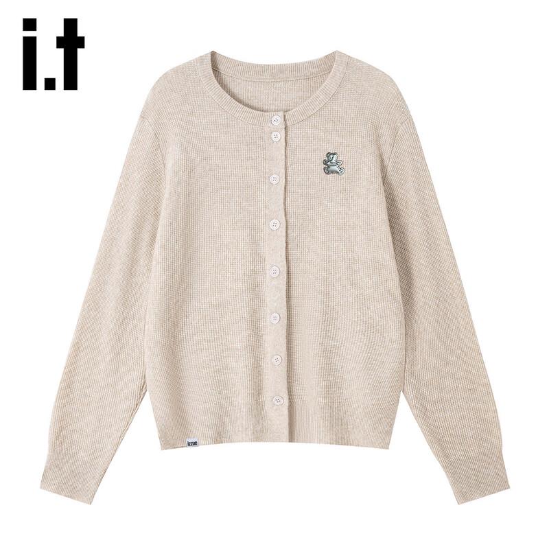 Женский вязаный кардиган Izzue с капюшоном и однобортной застежкой