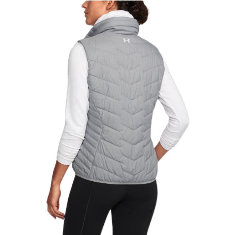 Under Armour Жилет женский с логотипом и воротником-стойкой, однотонный, серый 1303114-025
