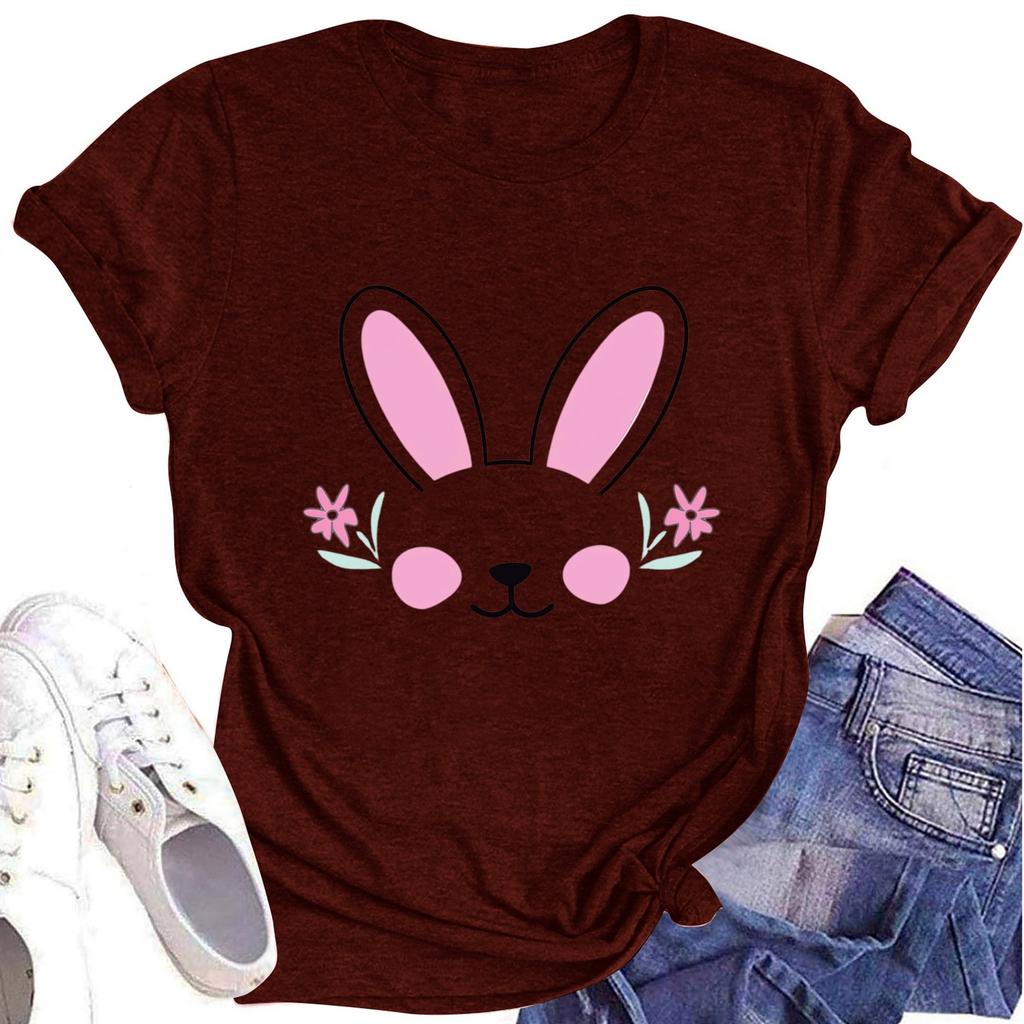 Women's Printed Round Neck Short-sleeved T-shirt Top