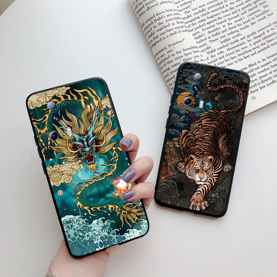 Чехол для Xiaomi 13 Lite 5G 2023 Роскошный силиконовый чехол для телефона с рисунком Черного Дракона для Xiaomi Mi 13 Lite 6.55'' Coque Capas 13Lite