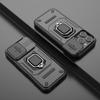 For iPhone 16 Pro Case Ring Kickstand Slide Lens Protection PC+TPU Phone Cover