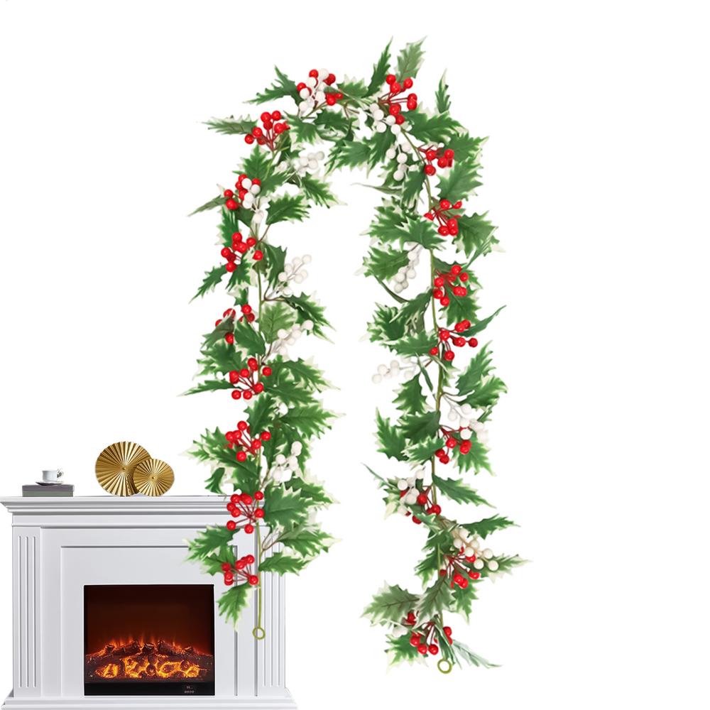 Гирлянда Рождественские украшения Реалистичные листья 69 дюймов Декоративные лианы Для дома Гостиной Входной двери Патио Сада