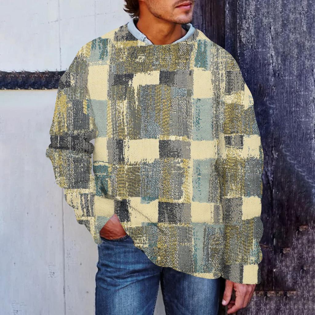 Мужской принтованный синтетический свитер с круглым вырезом, спортивная одежда, свободный топ с длинными рукавами