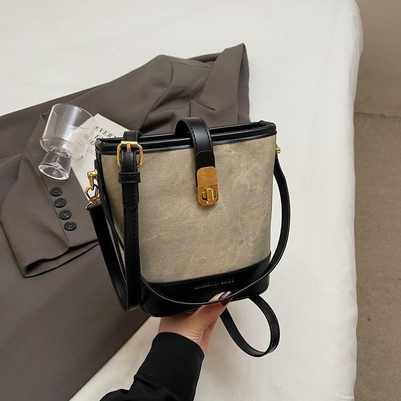 Customer Order Retro Casual Brown Texture Bucket Bag 2025 New Trendy Fashion Versatile Shoulder Bag Women's Messenger Bag
