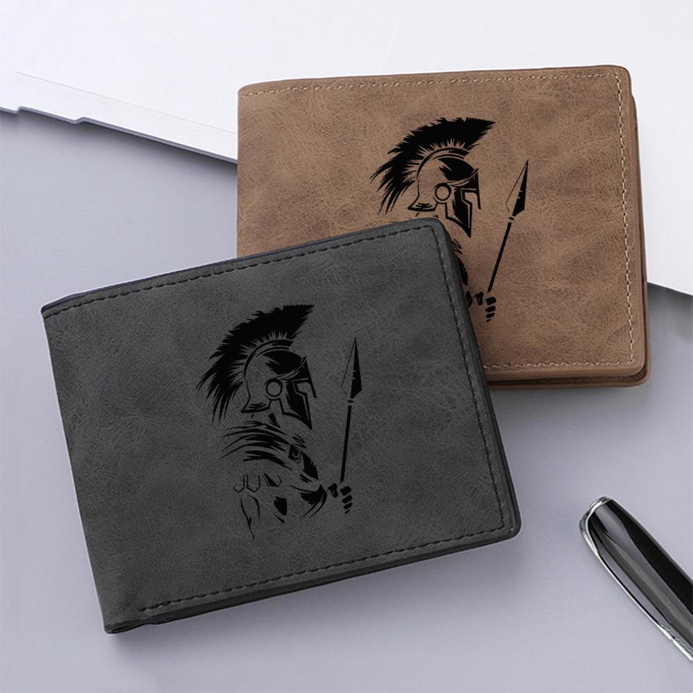 Men's Short Wallet PU Leather Vintage Thin Credit Card Holder Black Compact Wallet