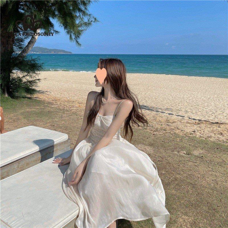 Элегантное кружевное платье на бретельках с русалкой во французском стиле, новое летнее женское элегантное модное повседневное пляжное платье в стиле ретро