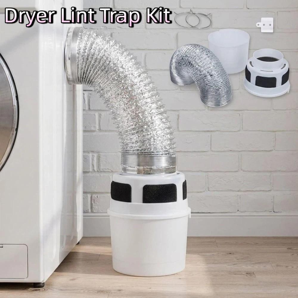 3 in 1 Dryer Lint Trap Kit with Vent Hose Flexible Washer Exhaust Duct Collector Dryer Ventilation