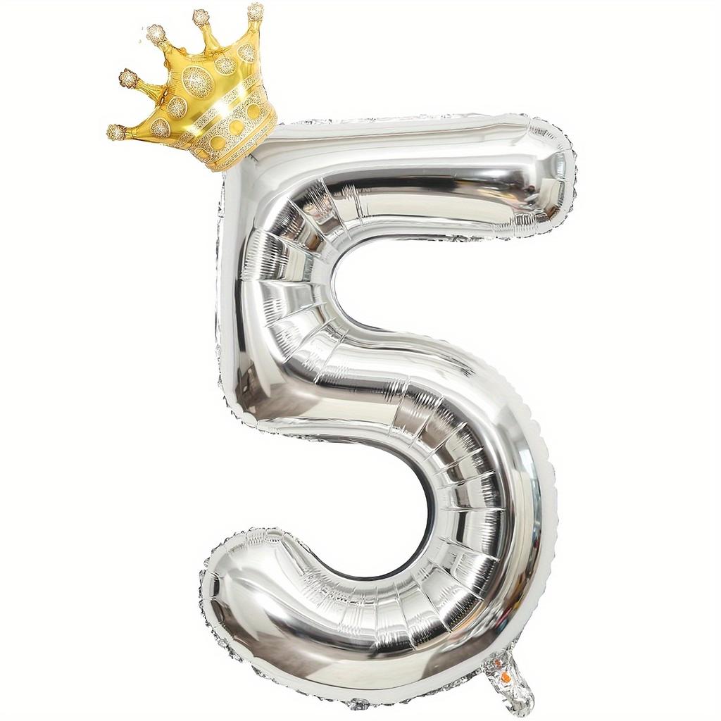 Набор из 2 серебряных воздушных шаров с цифрами от 0 до 9 и золотых воздушных шаров в виде короны, подходит для празднования дней рождения, юбилеев и вечеринок