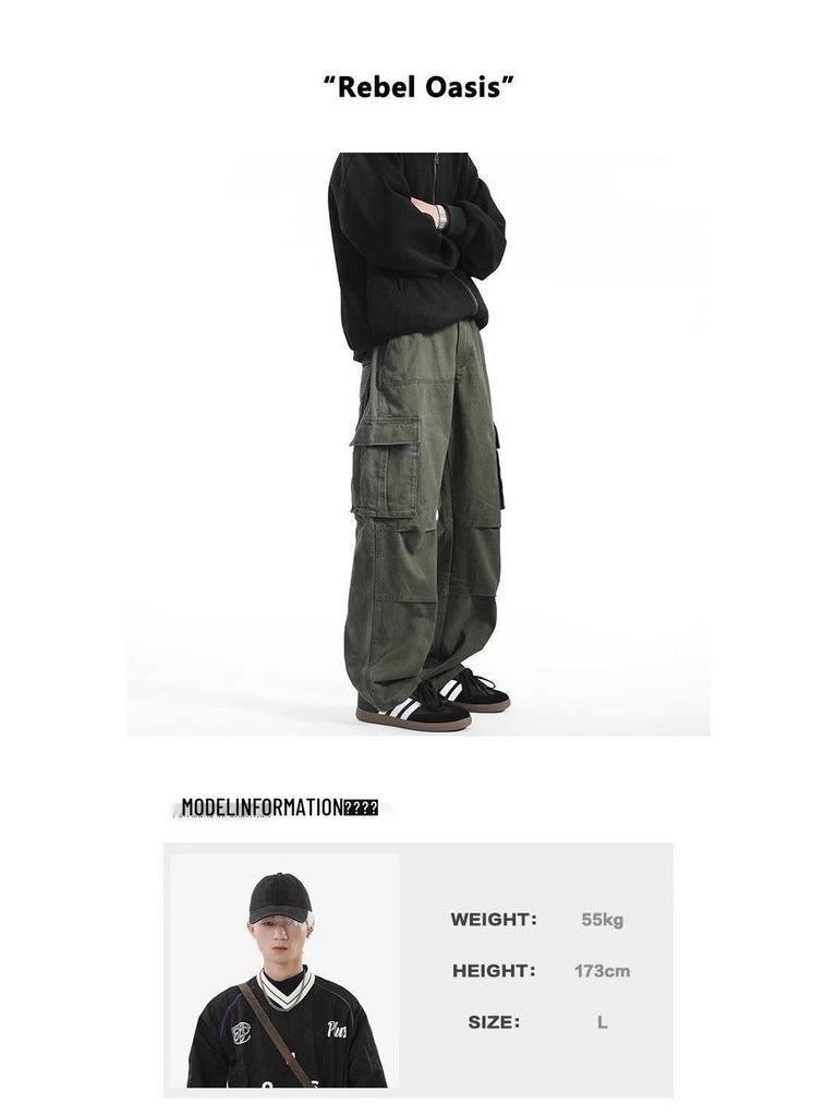 Унисекс брюки карго с несколькими карманами: Осень Хай-стрит Прямые