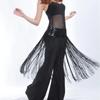 Длинная кисточка танец живота хип-шарф креативная юбка хип-шарф бохо пайетки поясная цепочка латинская танцевальная одежда