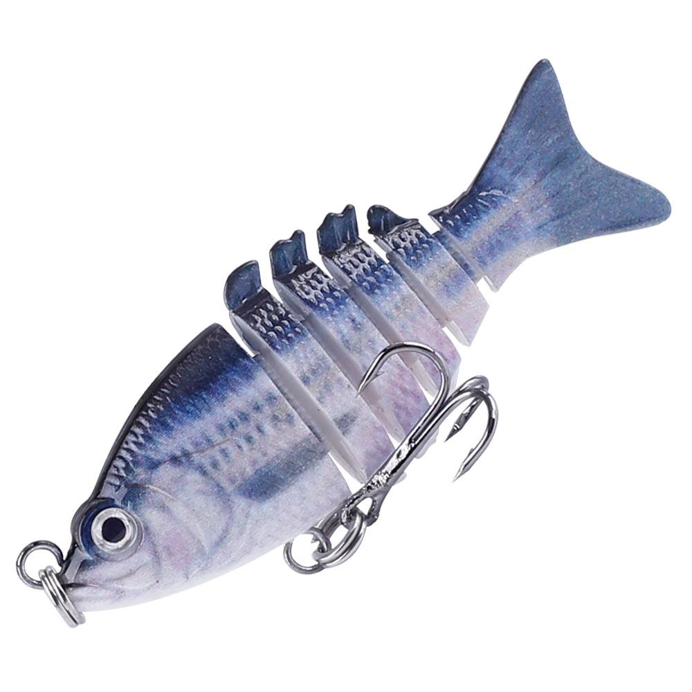 Mini Multi-Section Fish Luya Simulation Stainless Steel Crank Lure Artificial Hard Bait 5cm 2g Broken 6-Section with Hooks