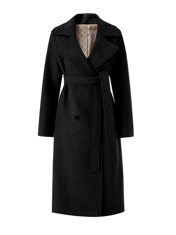 Nanyou Women's Wool Cashmere Belted Long Coat - Elegant Lapel Design for Autumn/Winter