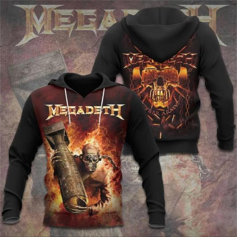 Rock Band Megadeth 3D-печать Худи Мужские Женские Мода Ретро y2k Графический Худи Толстовка Мужская Одежда Мужской Спортивный Костюм Подарок Фанату