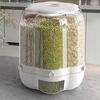 Вращающийся контейнер для хранения зерна большой вместимости, 6 секций, влагонепроницаемый, прозрачный контейнер для риса, дозатор для крупы, ведро