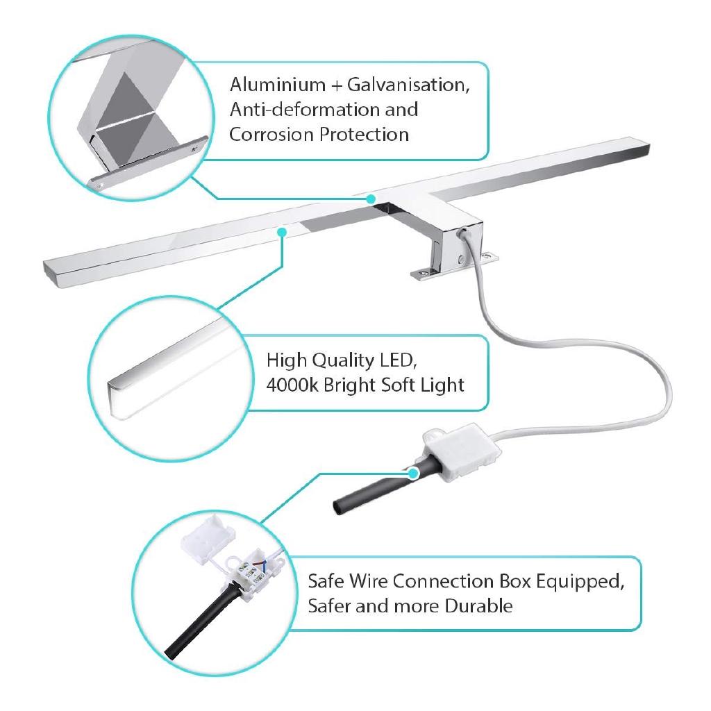 800LM Белый внутренний светодиодный настенный светильник Водонепроницаемая зеркальная лампа 10 Вт Алюминиевое освещение Зеркало для ванной комнаты, туалета, светильник для макияжа