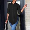 Four Seasons Fashion Blouse Solid Lapel Simple Irregular Women's Shirt Long Sleeve Shirts