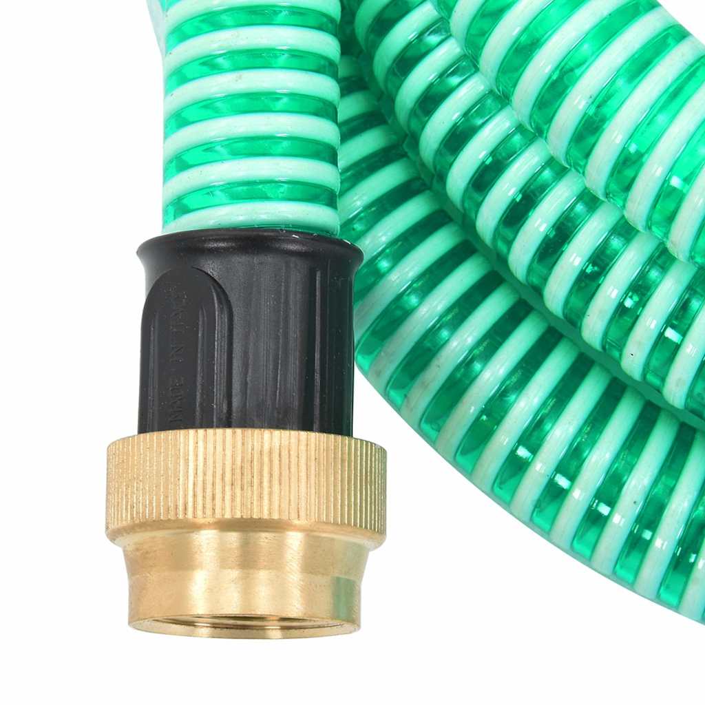 vidaXL Saugschlauch mit Messing-Anschlüssen Grün 1,1" 15 m PVC