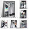 Banksy Graffiti Art Canvas Painting On The Wall Art Posters Prints for Living Room Home Office Decoration Frameless Decor Gifts