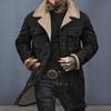 Men Jacket Autumn Winter Woolen Coat Lapel Single-Breasted Mid-Length Windproof Jacket Suede
