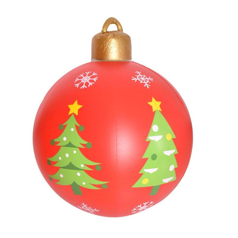 60 см Рождественский надувной шар, украшенный шаром из ПВХ, гигантские большие шары, елочные украшения, игрушечный шар без светового украшения