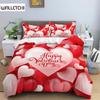 Valentine's Day Duvet Cover King Size Microfiber Romantic Red Love Heart Bedding Set for Lover Happy Valentine's Day Quilt Cover